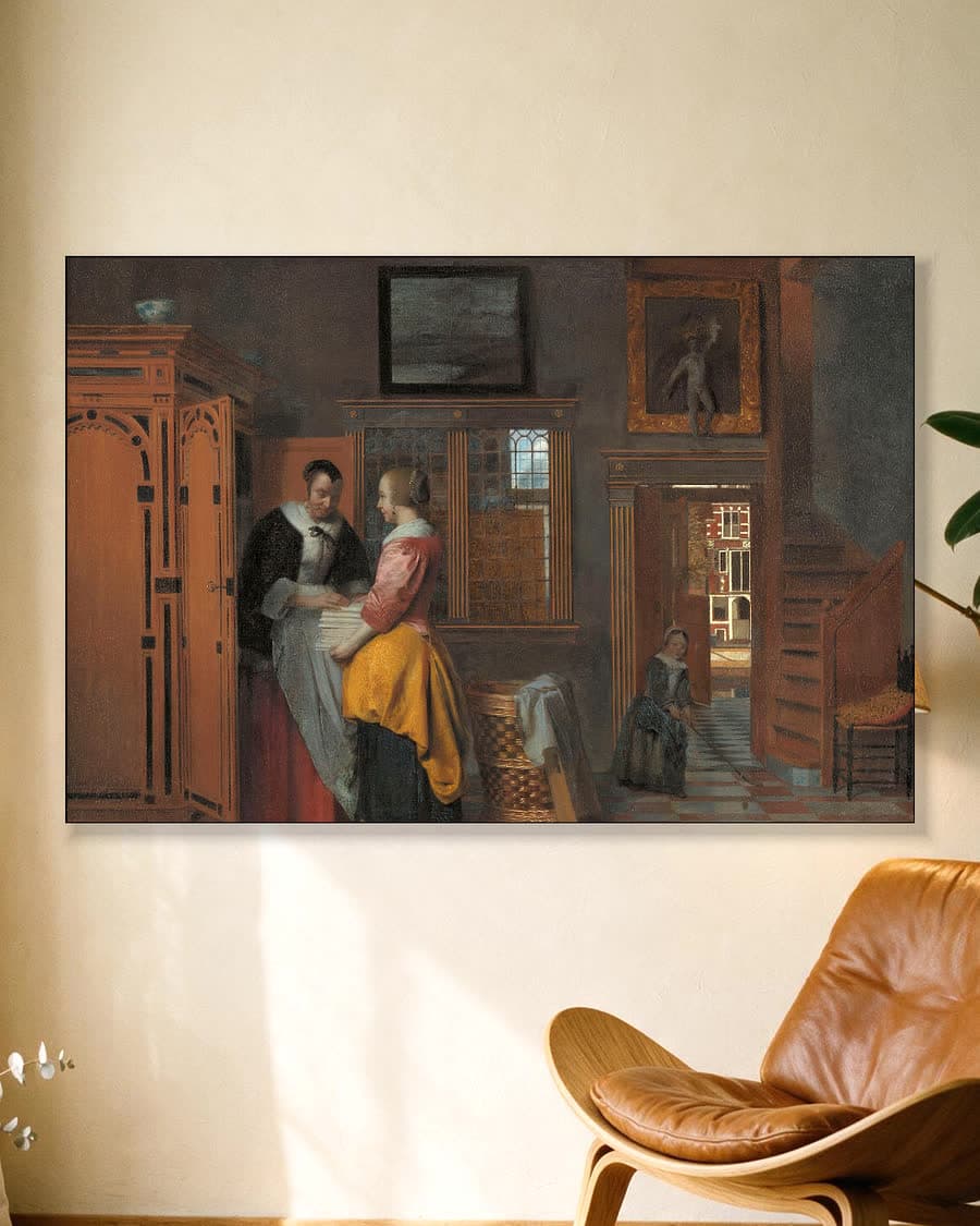 Het linnenkastje in een aluminium frame aan dezelfde muur