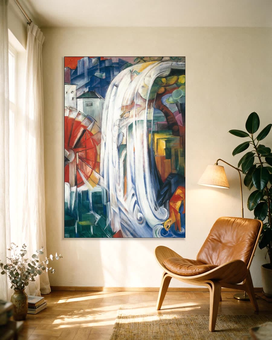 De Waterval in een aluminium frame aan dezelfde muur