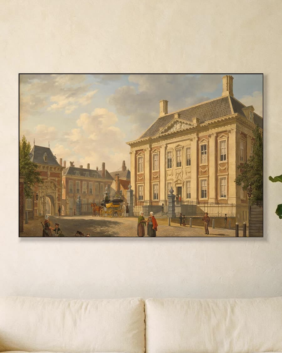 Het Mauritshuis in Den Haag in een aluminium frame aan dezelfde muur