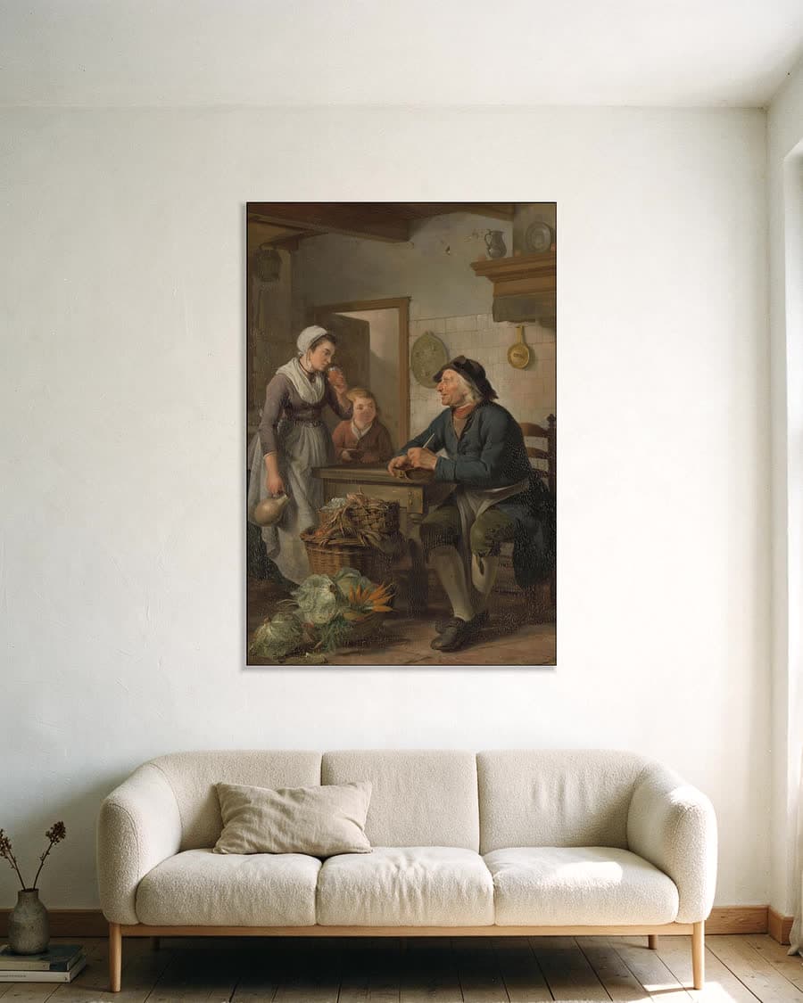 Het ochtendbezoek in een aluminium frame aan dezelfde muur