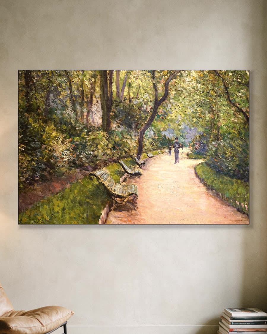 Het Parc Monceau in een aluminium frame aan dezelfde muur