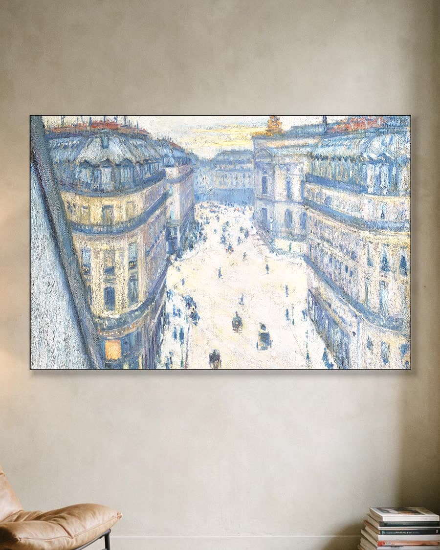 Rue Halévy, gezien vanaf een zesde verdieping in een aluminium frame aan dezelfde muur