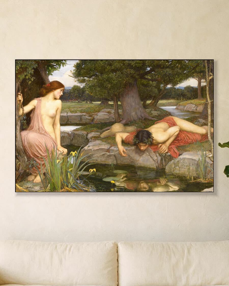 Echo en Narcissus in een aluminium frame aan dezelfde muur