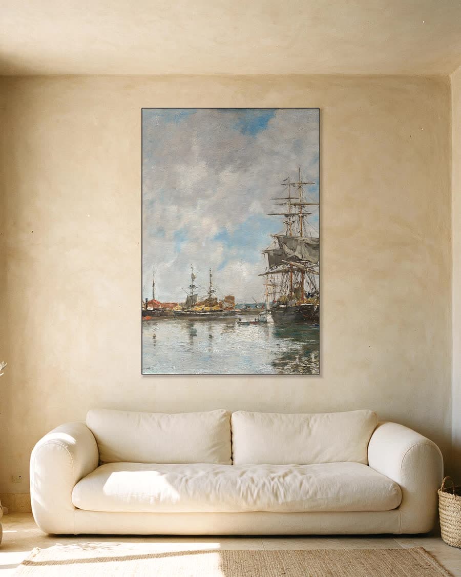 Het dok van Deauville in een aluminium frame aan dezelfde muur