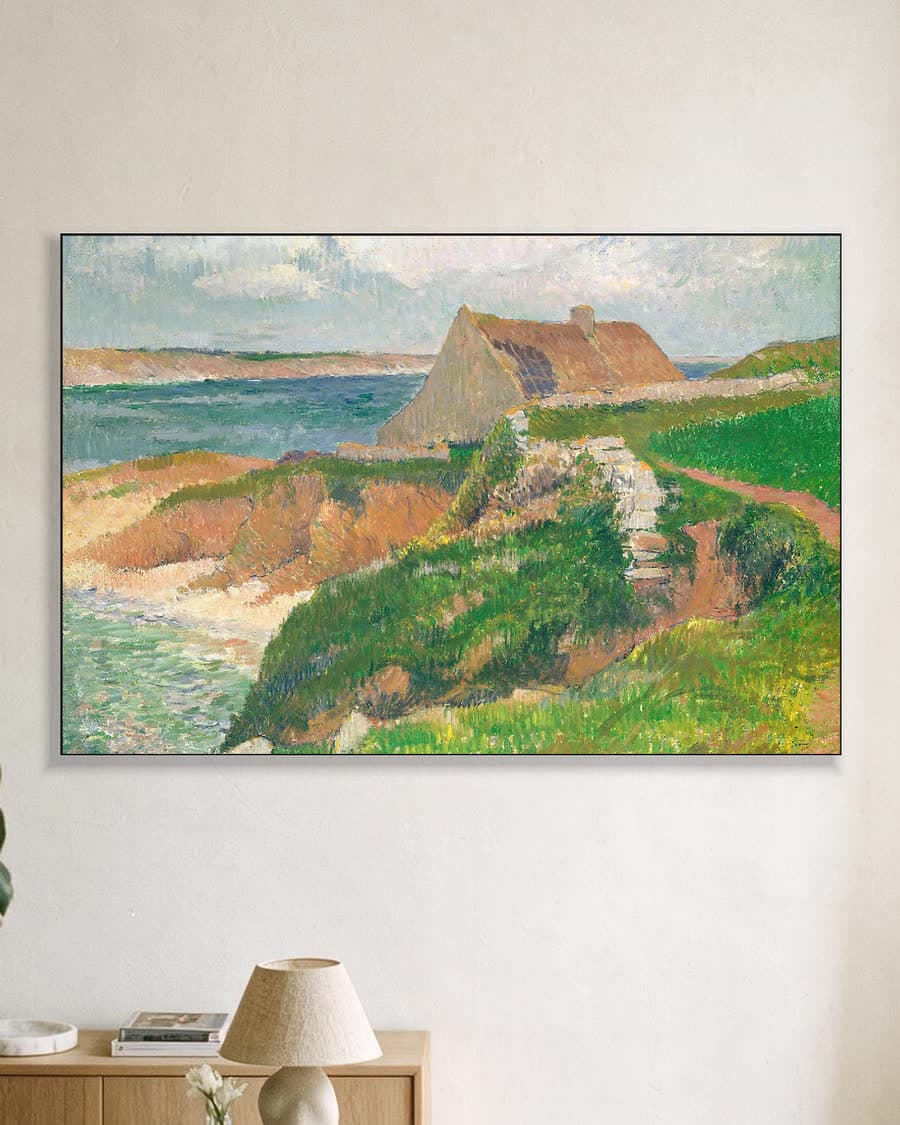 Het eiland Raguenez in Bretagne in een aluminium frame aan dezelfde muur