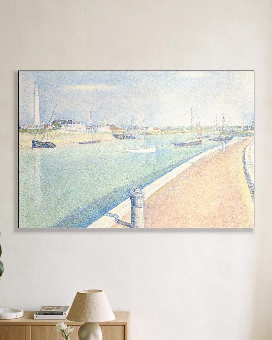 Het kanaal van Gravelines bij Petit Fort Philippe in een aluminium frame aan dezelfde muur