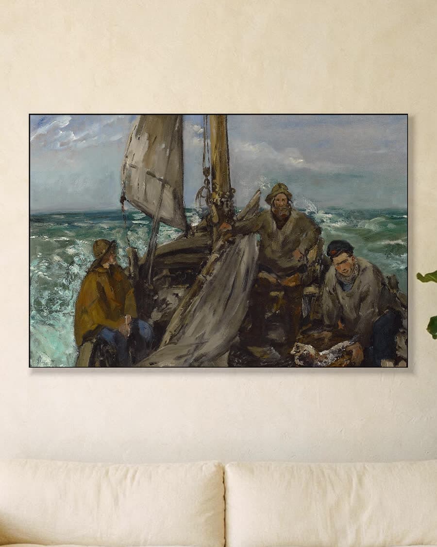 De werkers van de zee in een aluminium frame aan dezelfde muur