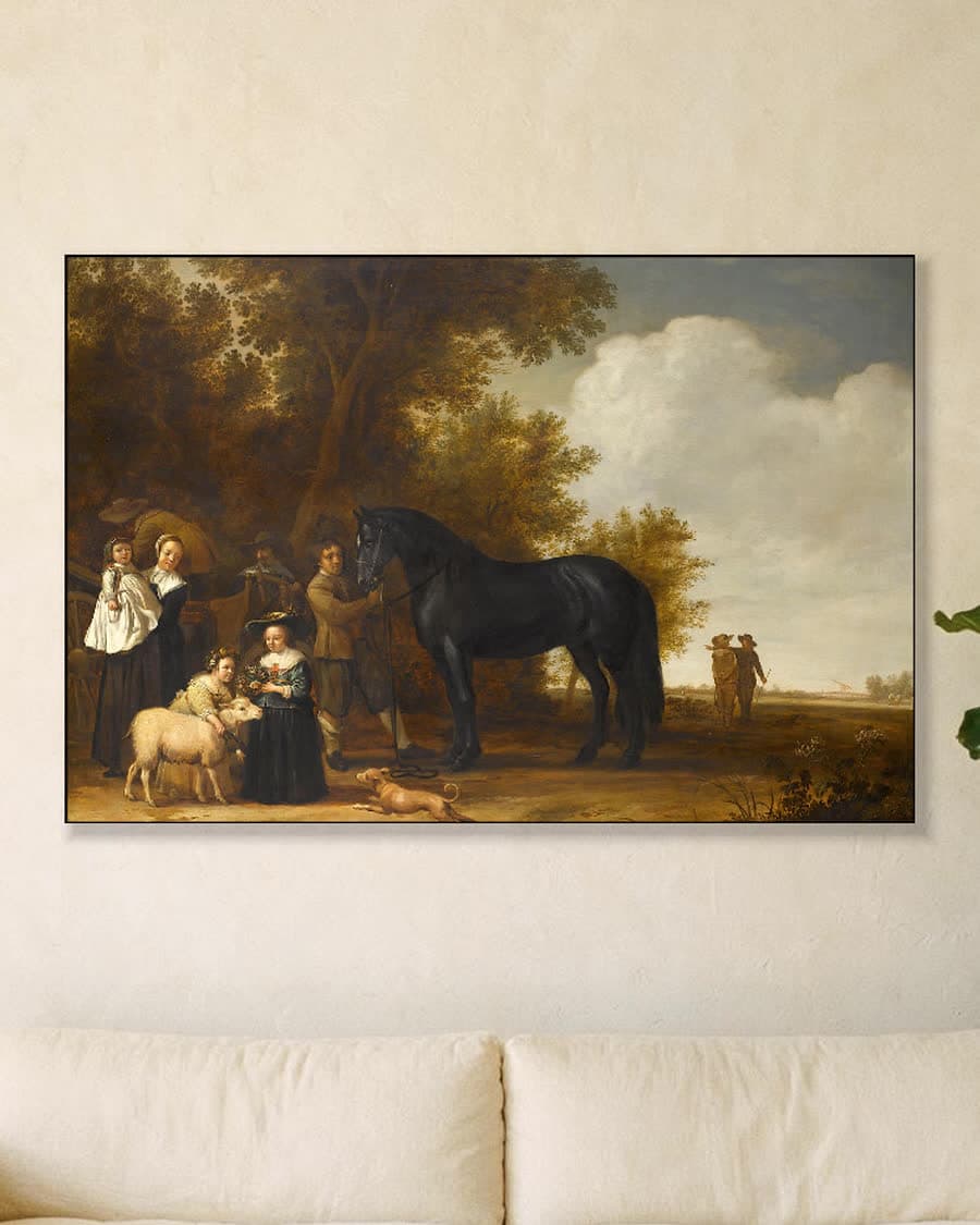 Het uitstapje in een aluminium frame aan dezelfde muur