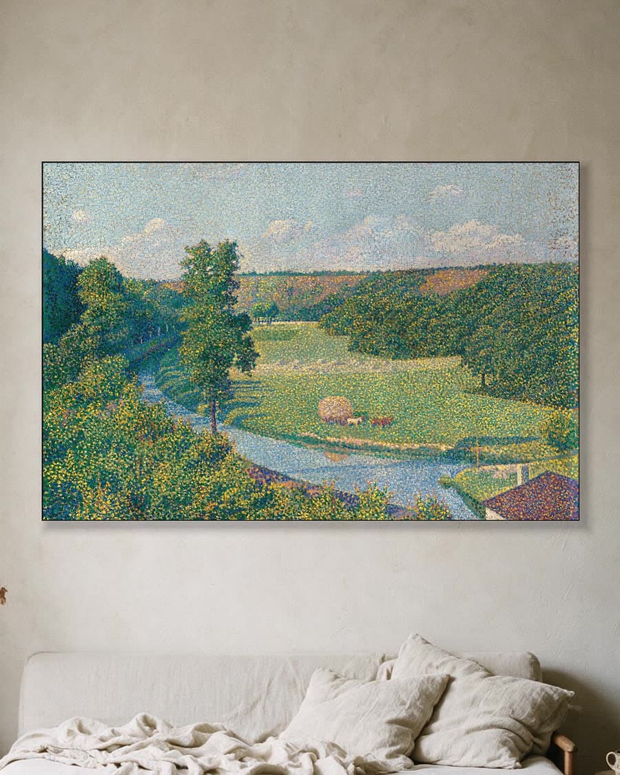 Het dal van de Samber in een aluminium frame aan dezelfde muur