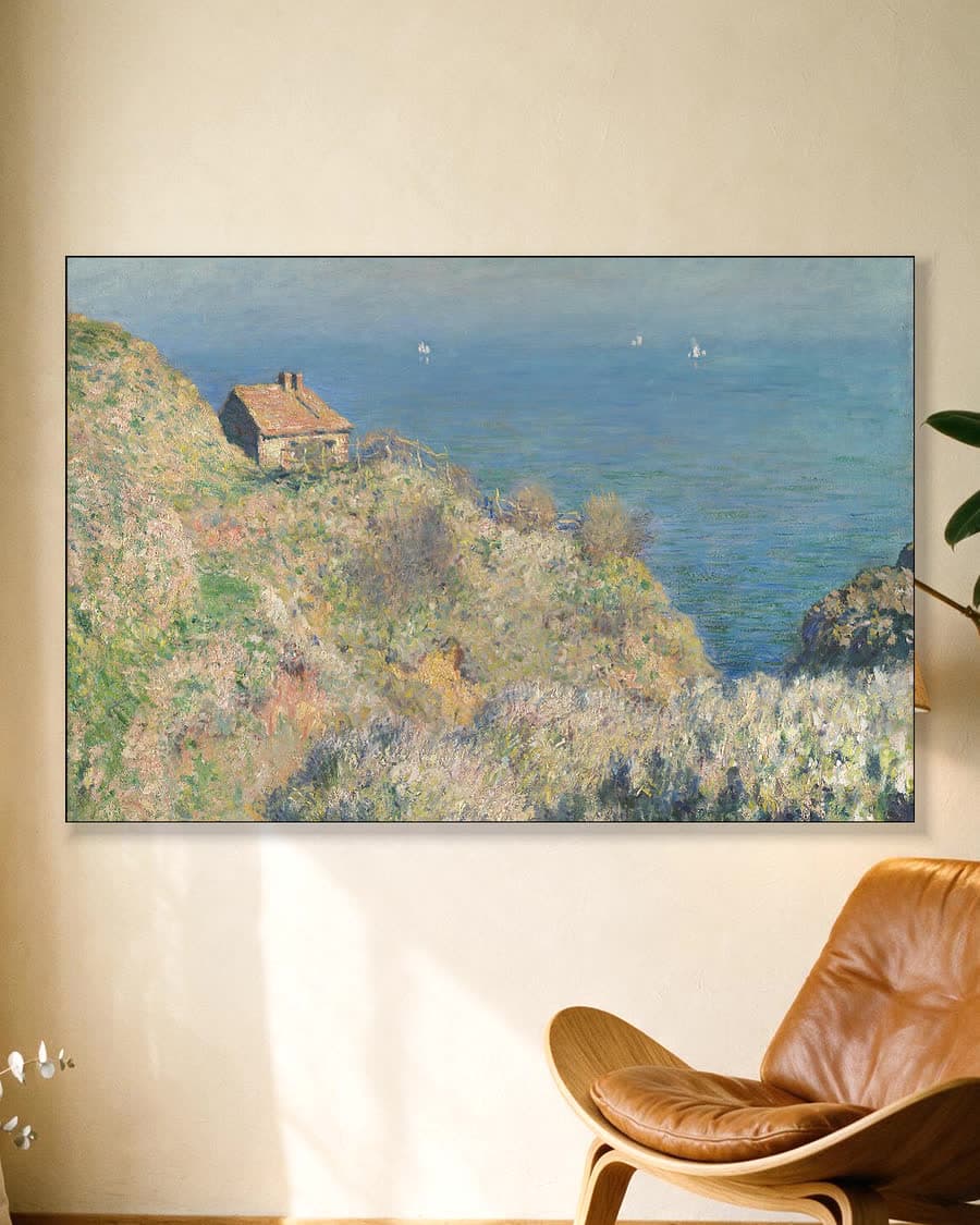 Het vissershuisje bij Varengeville in een aluminium frame aan dezelfde muur