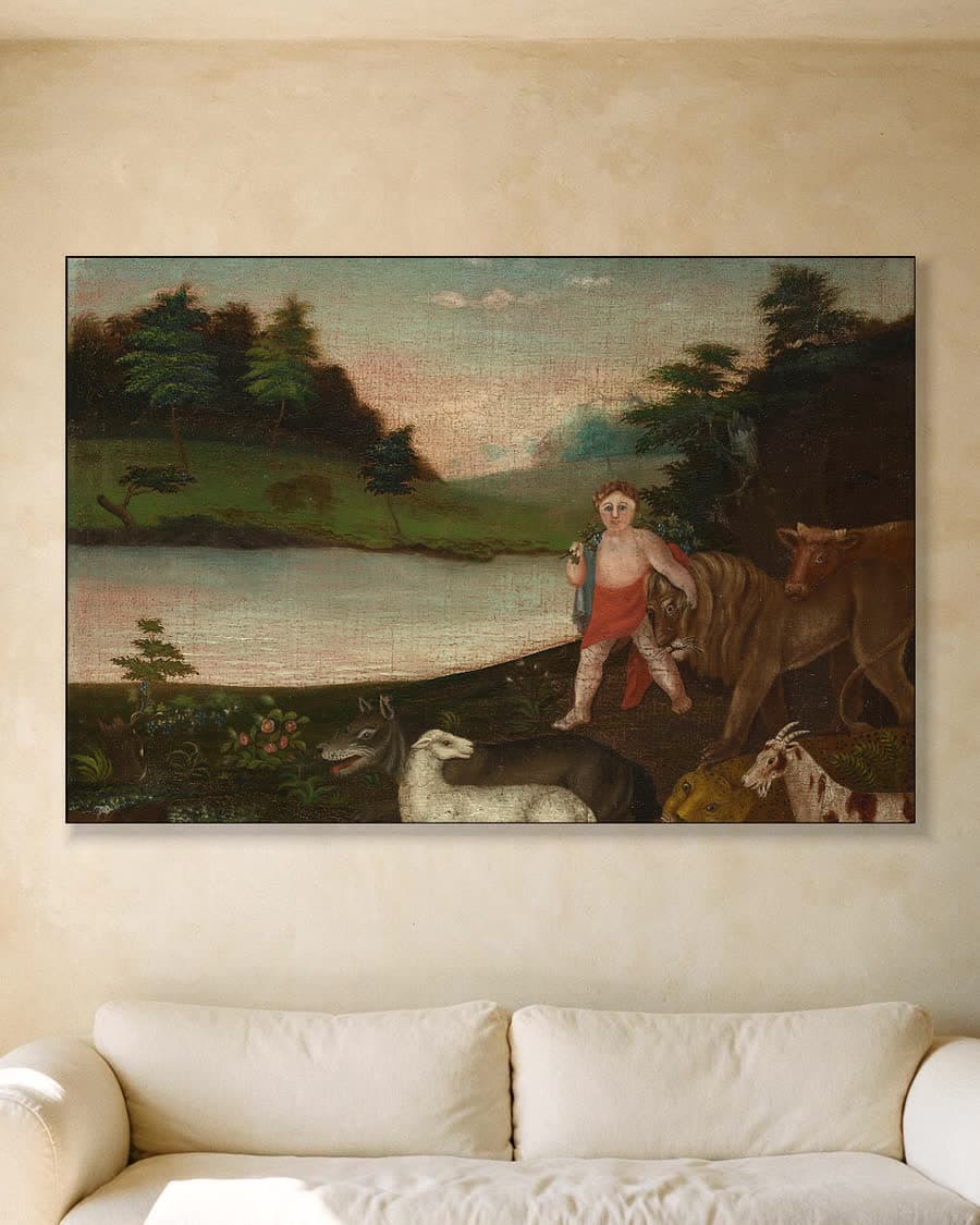 Het vredige koninkrijk in een aluminium frame aan dezelfde muur
