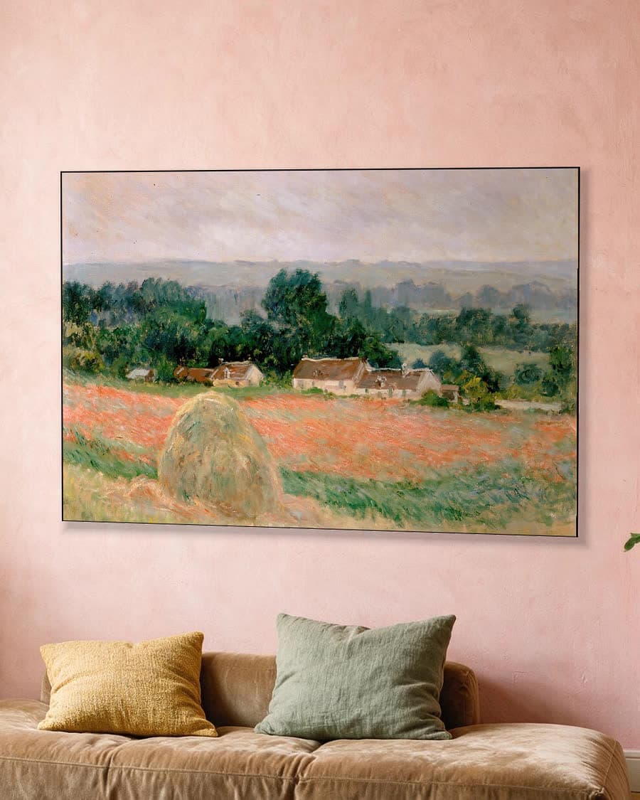 Hooiberg bij Giverny in een aluminium frame aan dezelfde muur
