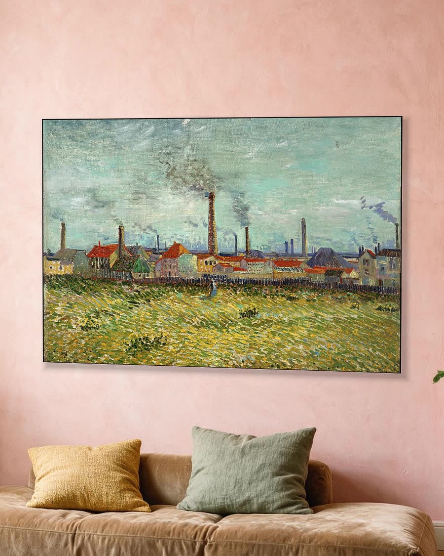 Fabrieken bij Clichy in een aluminium frame aan dezelfde muur