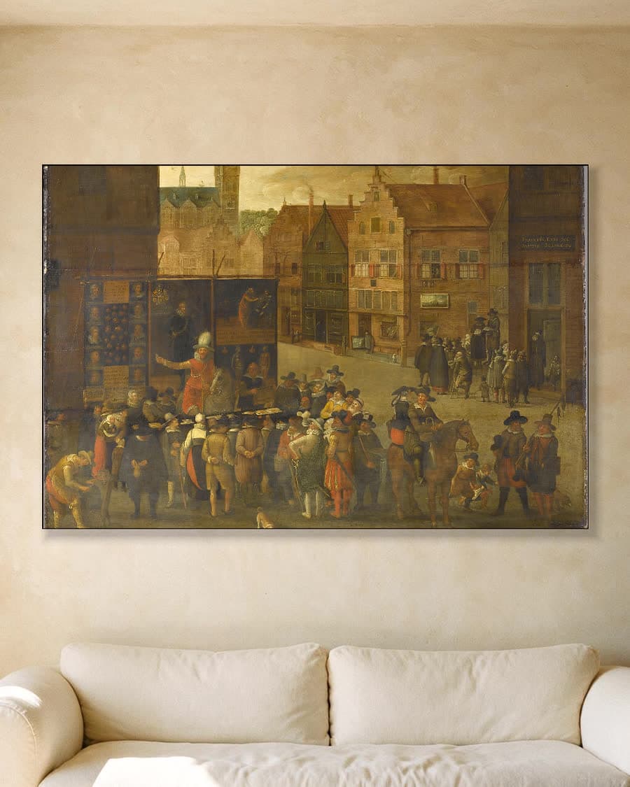 De kwakzalver in een aluminium frame aan dezelfde muur