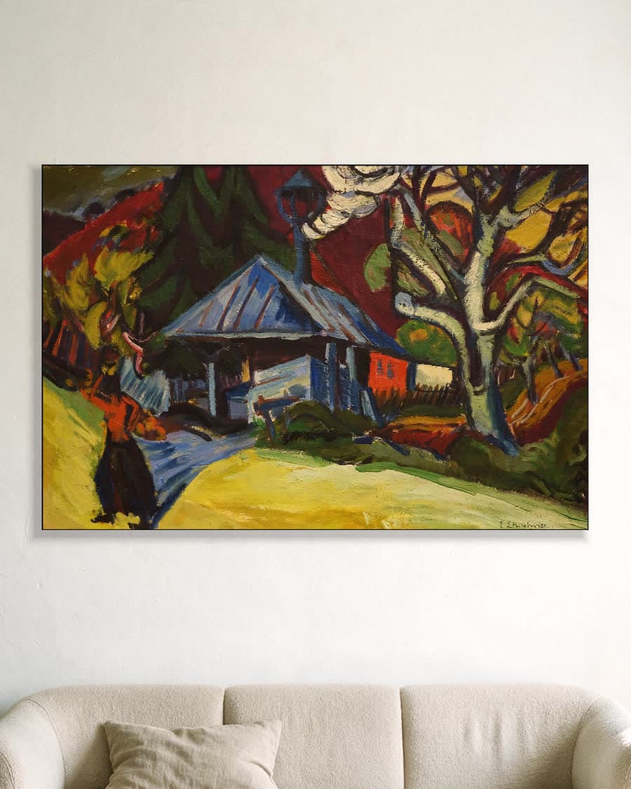 Houtzagerij in Königstein in een aluminium frame aan dezelfde muur