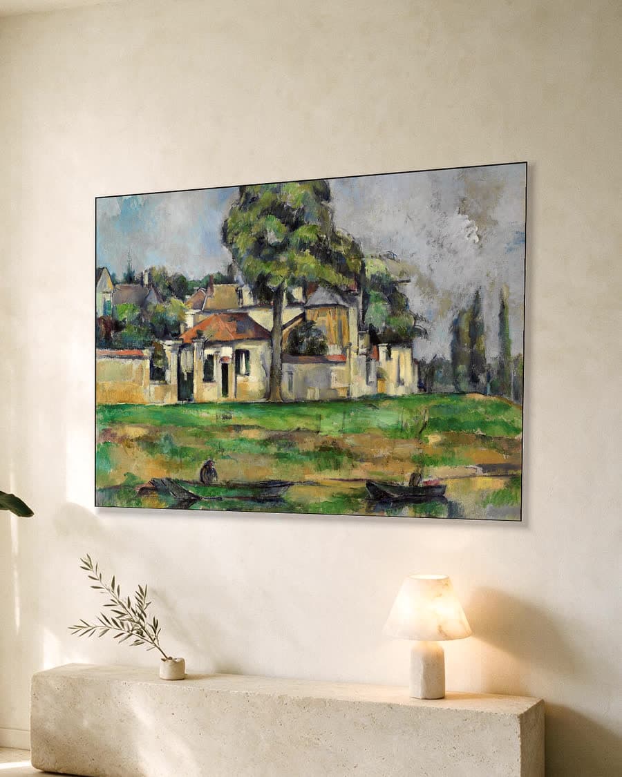 Oevers van de Marne in een aluminium frame aan dezelfde muur