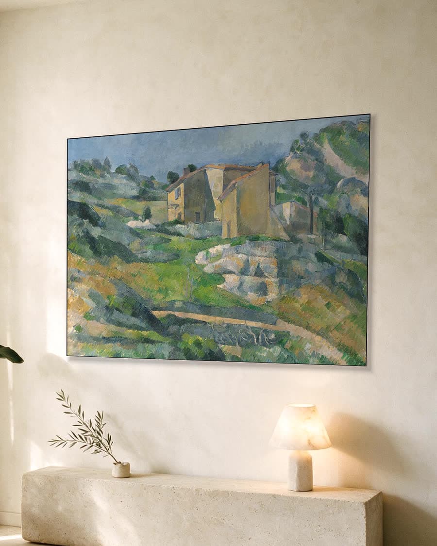 Huizen in de Provence, het Riauxdal bij L'Estaque in een aluminium frame aan dezelfde muur