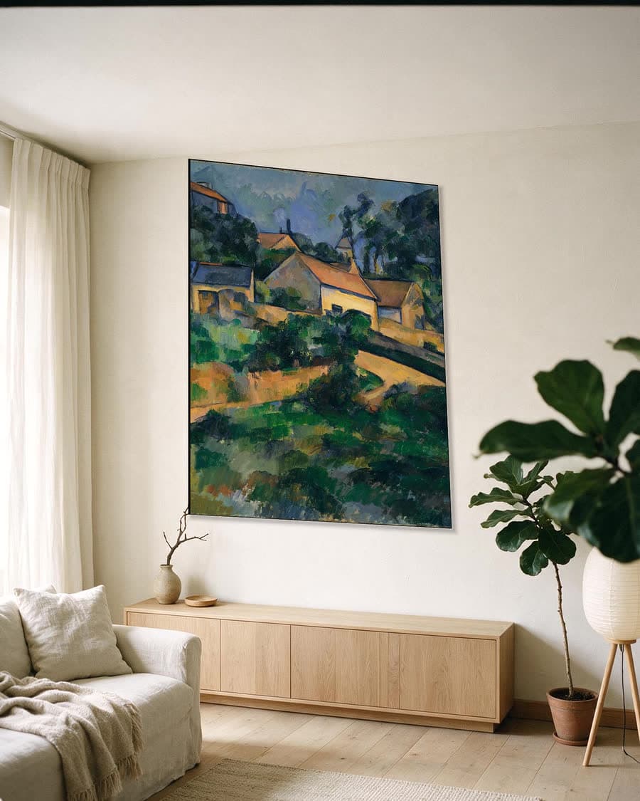 De kronkelweg bij Montgeroult in een aluminium frame aan dezelfde muur