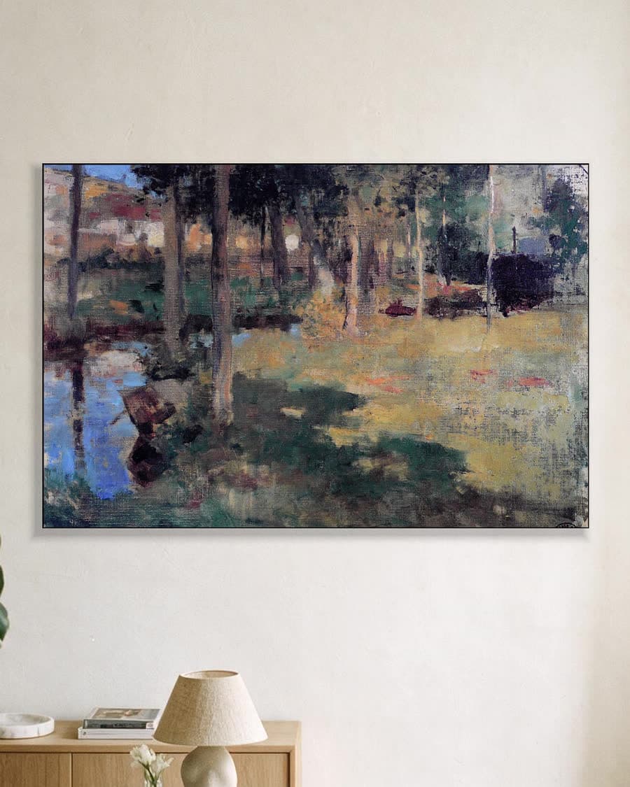 De Epte bij Giverny in een aluminium frame aan dezelfde muur