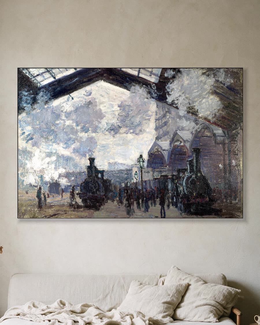Het Gare Saint-Lazare in een aluminium frame aan dezelfde muur