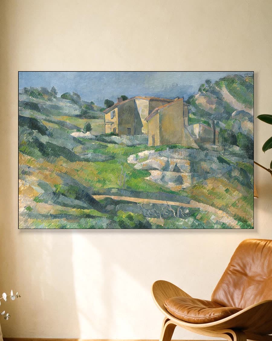 Huizen in de Provence, het Riauxdal bij L'Estaque in een aluminium frame aan dezelfde muur