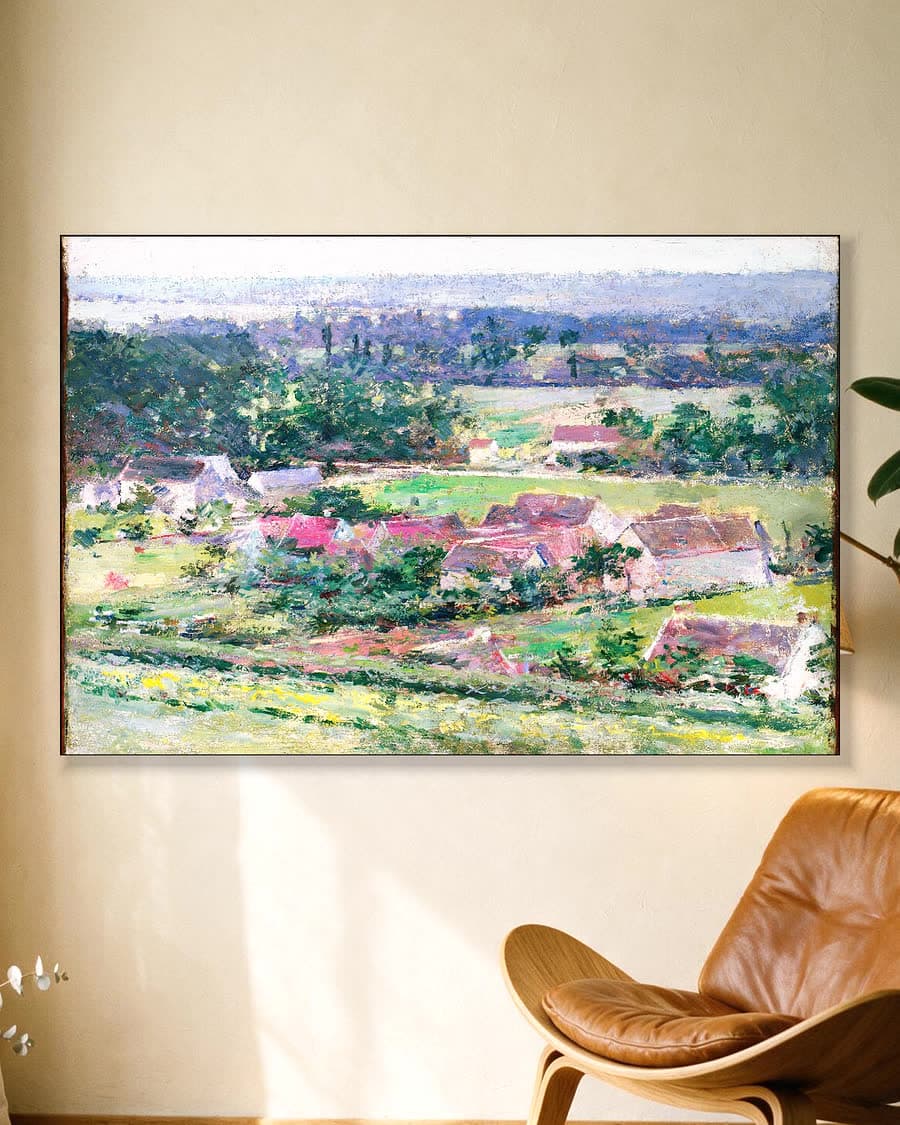 Uitzicht op Giverny in een aluminium frame aan dezelfde muur