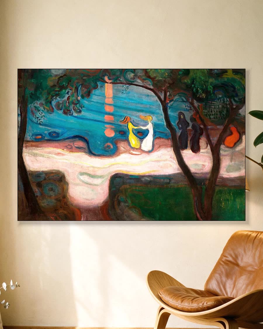 Dans op het strand in een aluminium frame aan dezelfde muur
