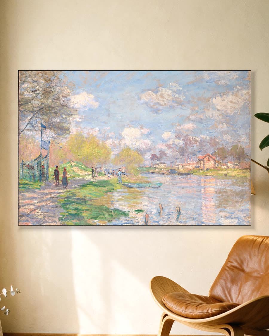 Lente aan de Seine in een aluminium frame aan dezelfde muur