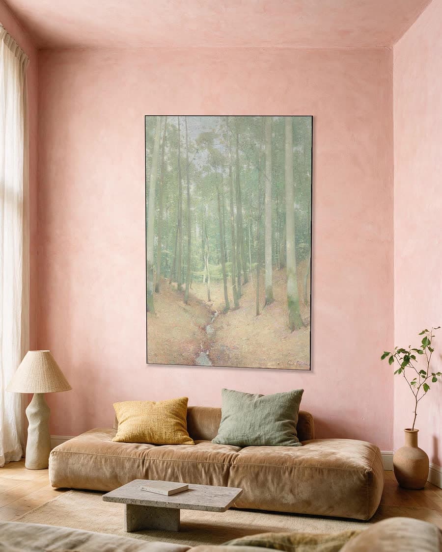 In het bos in een aluminium frame aan dezelfde muur
