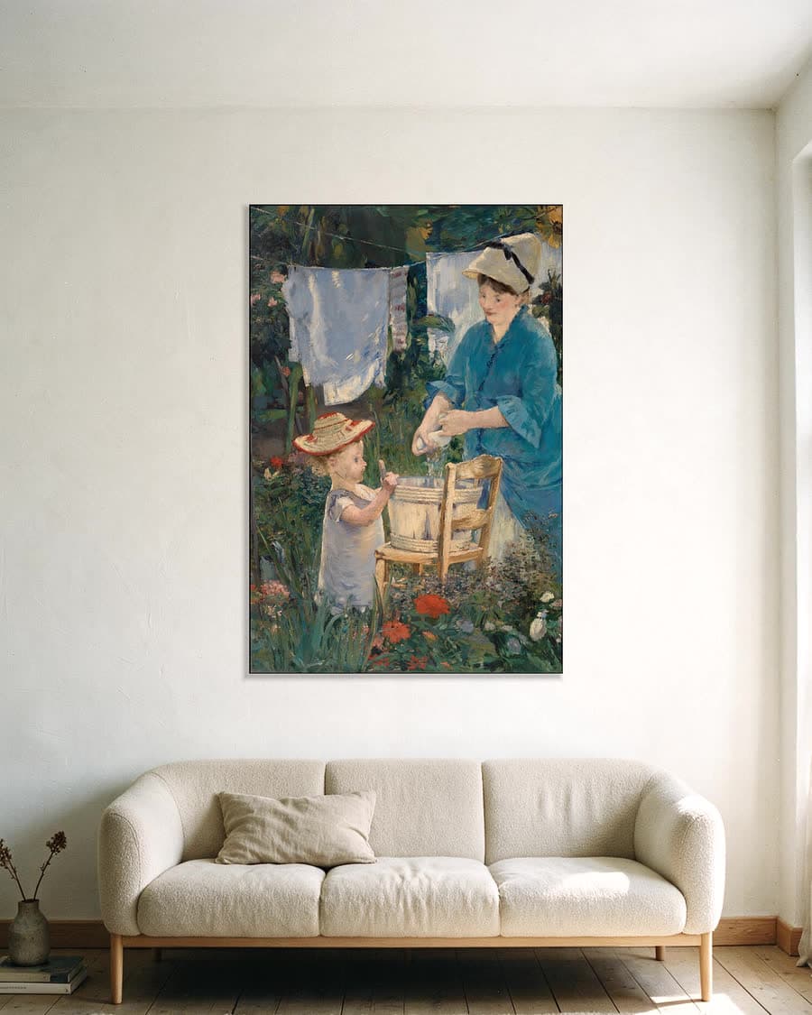 De was in een aluminium frame aan dezelfde muur