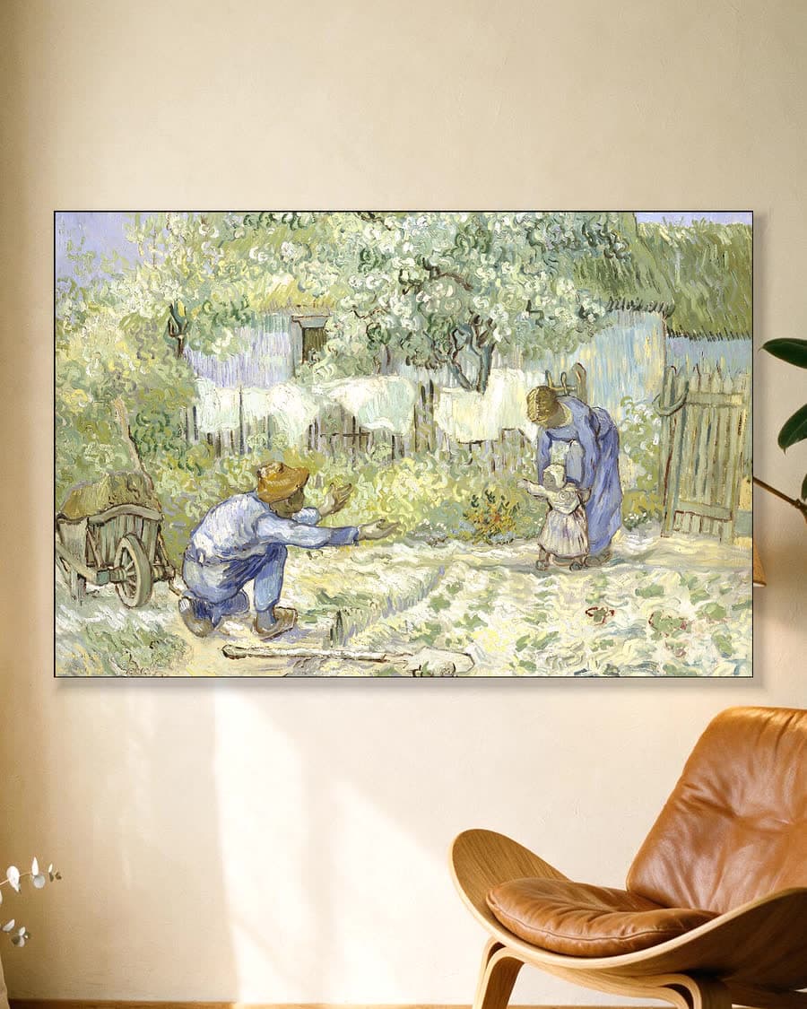 Eerste stappen (naar Millet) in een aluminium frame aan dezelfde muur