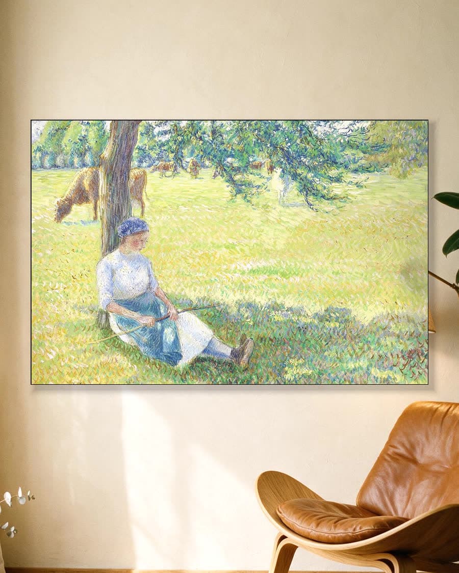 Koeienhoedster, Éragny in een aluminium frame aan dezelfde muur