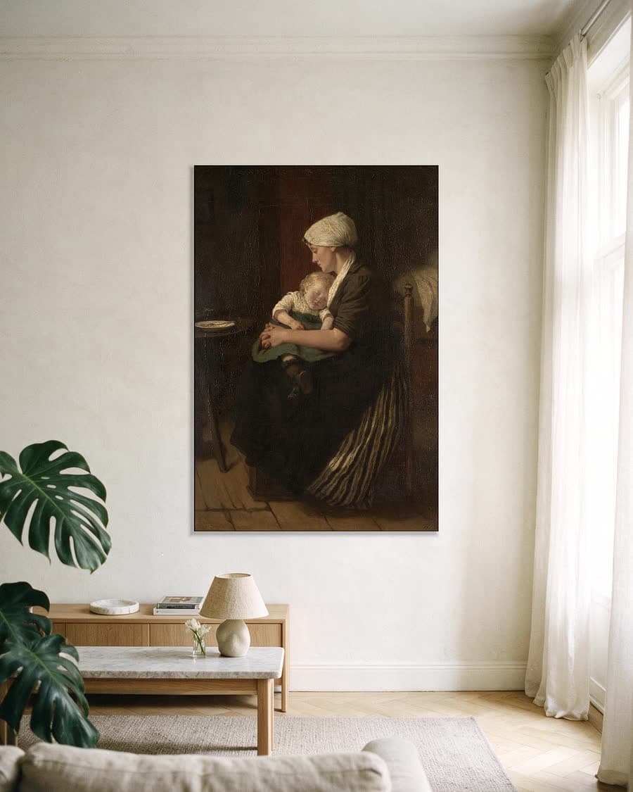 In slaap gewiegd in een aluminium frame aan dezelfde muur