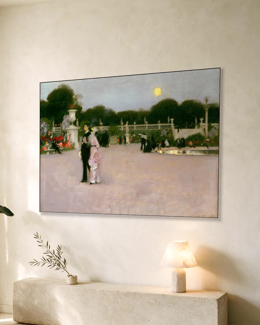 In the Luxembourg Gardens in een aluminium frame aan dezelfde muur