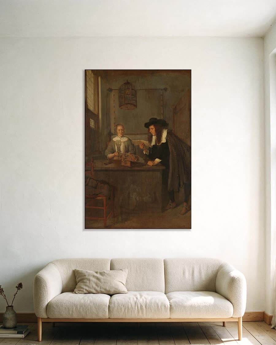 De voorlezer in een aluminium frame aan dezelfde muur