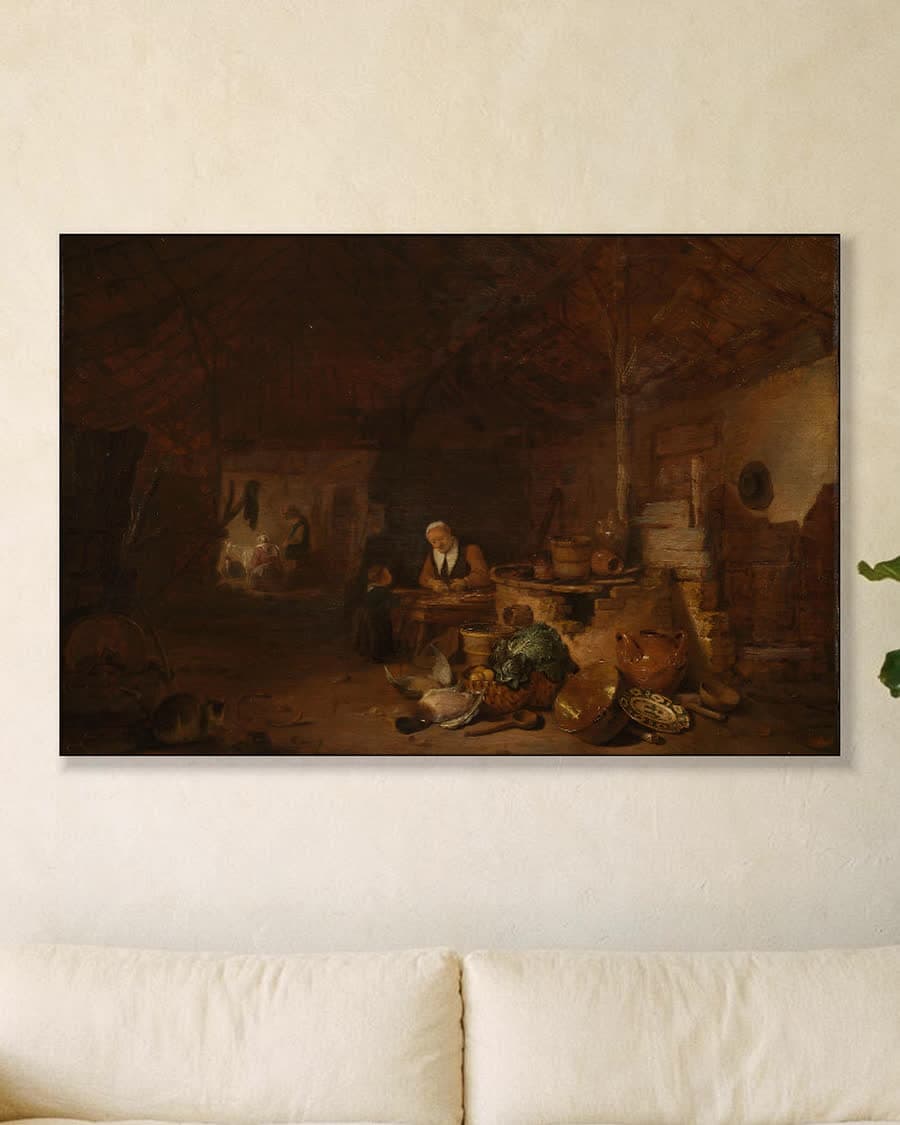 Interieur van een schuur in een aluminium frame aan dezelfde muur