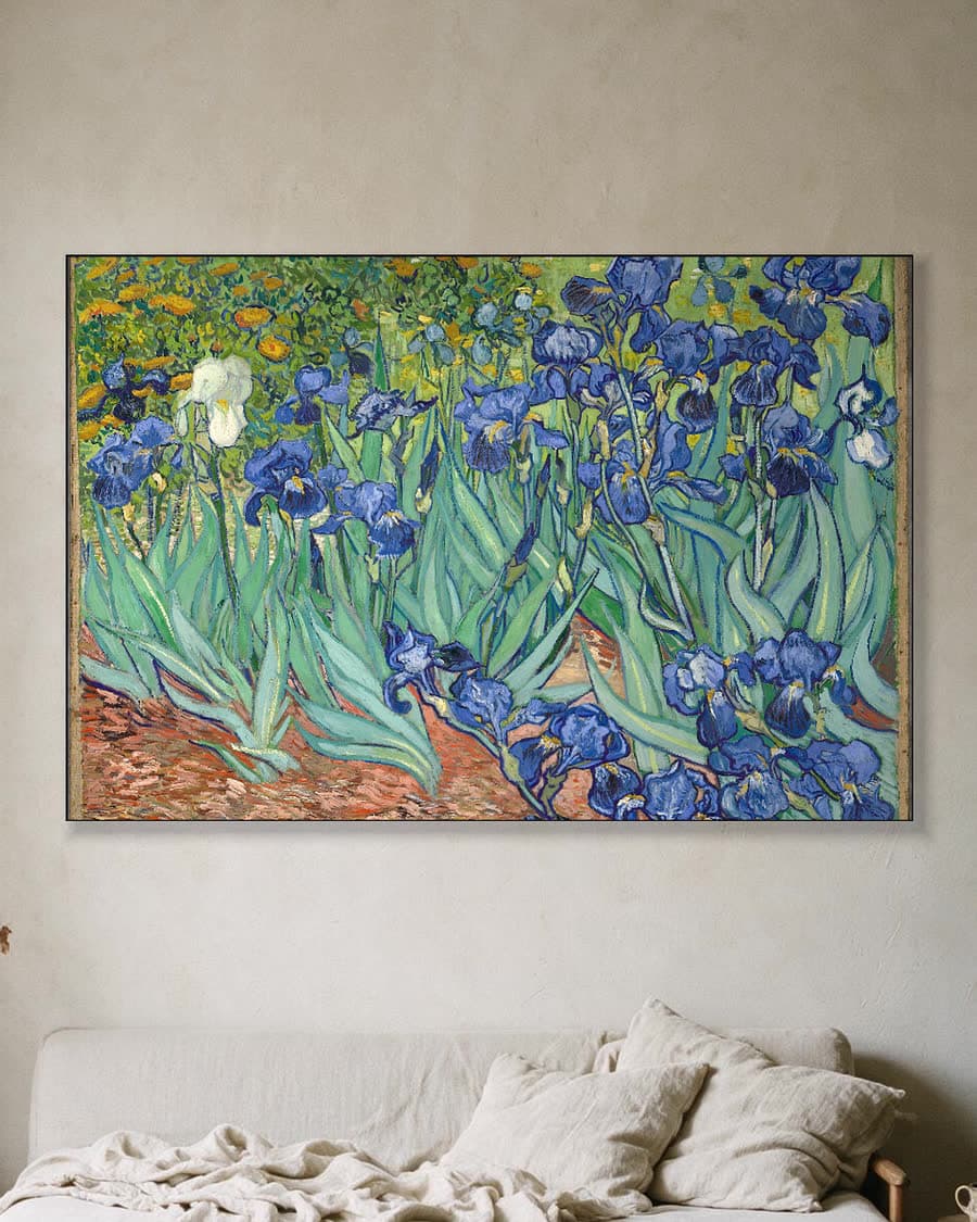 Irissen in een aluminium frame aan dezelfde muur