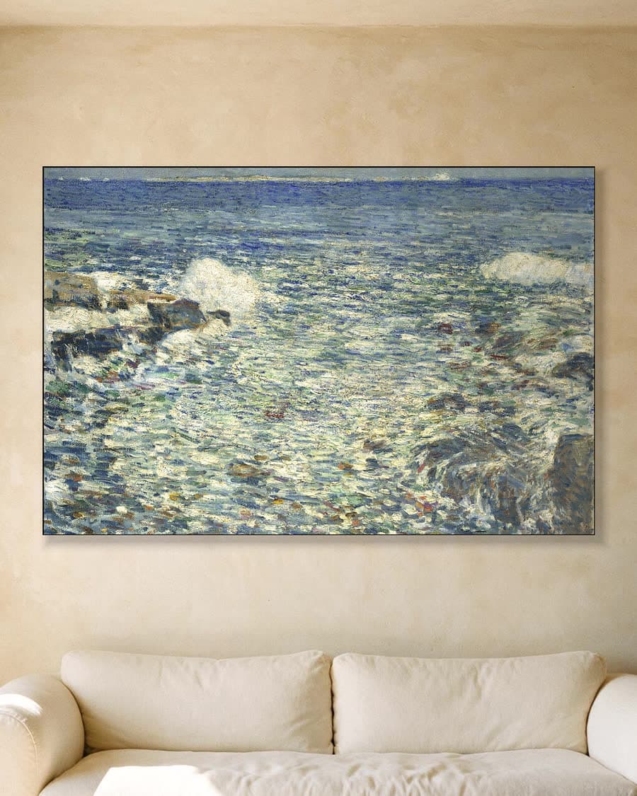 Branding, Isles of Shoals in een aluminium frame aan dezelfde muur