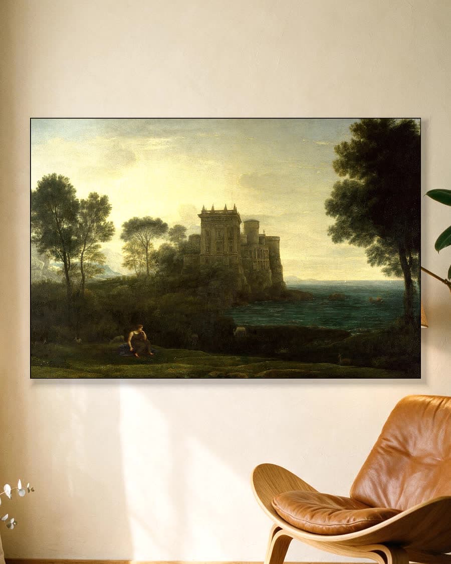 Het betoverde kasteel in een aluminium frame aan dezelfde muur