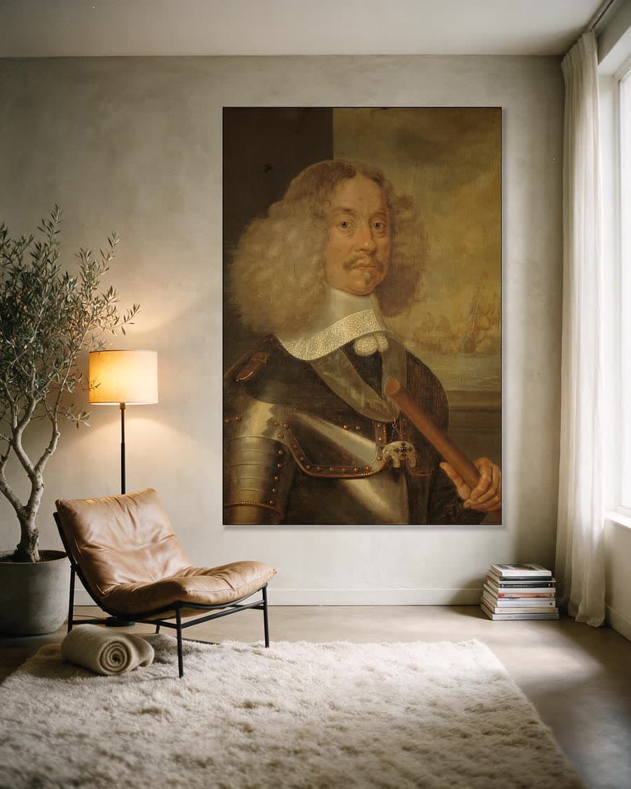 Jacob baron van Wassenaer, heer van Obdam in een aluminium frame aan dezelfde muur