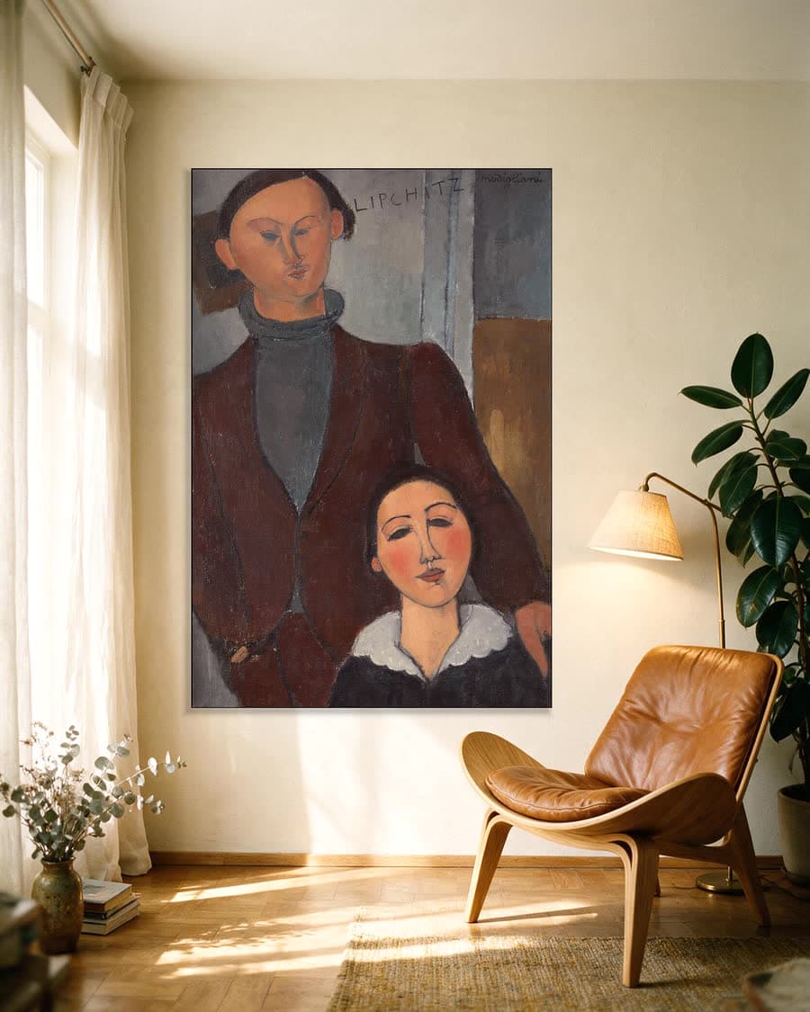 Jacques en Berthe Lipchitz in een aluminium frame aan dezelfde muur