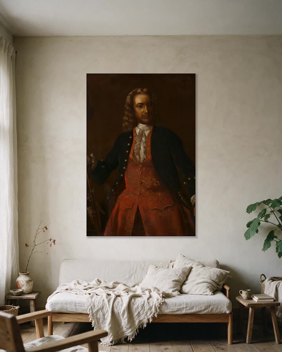 Jacob Mossel (1750-1761) in een aluminium frame aan dezelfde muur