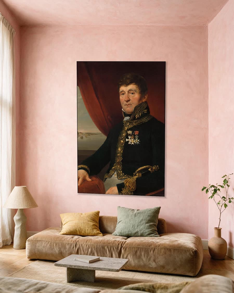 Jan Blanken Jansz, inspecteur-generaal van de waterstaat in een aluminium frame aan dezelfde muur