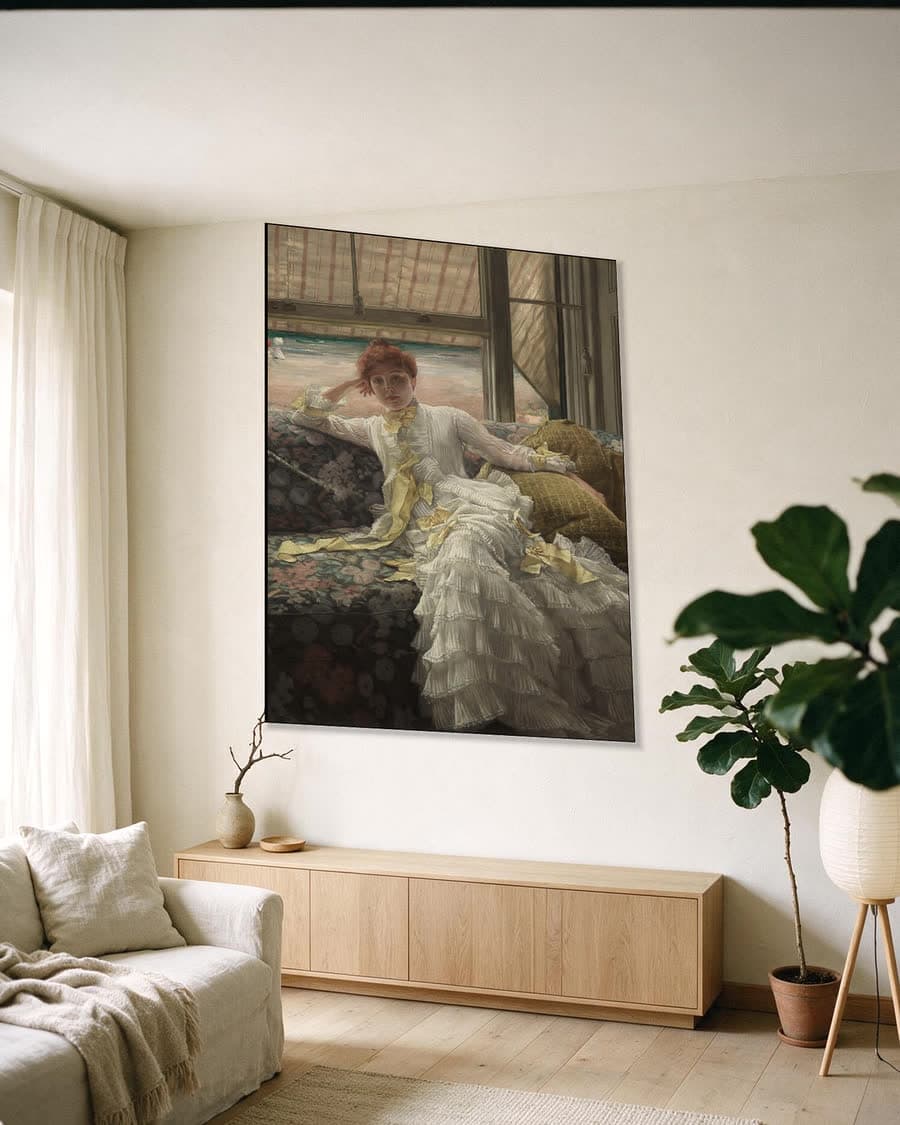 Aan zee in juli in een aluminium frame aan dezelfde muur