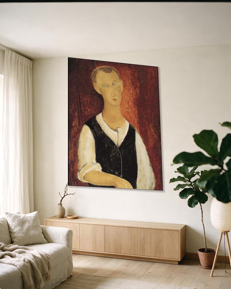 Jonge boer in een aluminium frame aan dezelfde muur