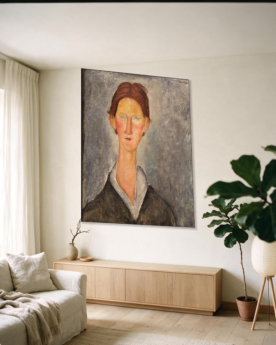 De student in een aluminium frame aan dezelfde muur