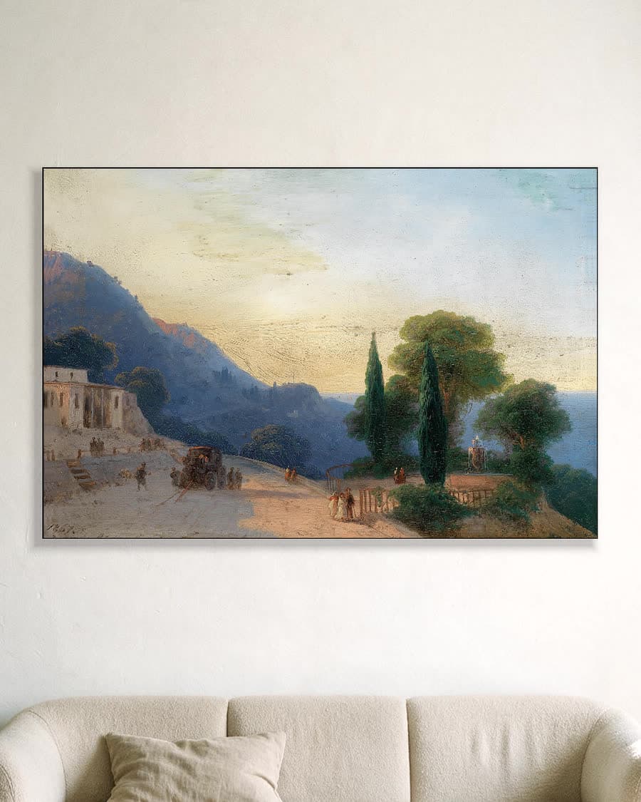 Een zomerdag op de Krim in een aluminium frame aan dezelfde muur