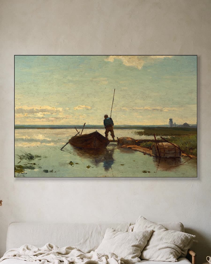 Polderlandschap in een aluminium frame aan dezelfde muur