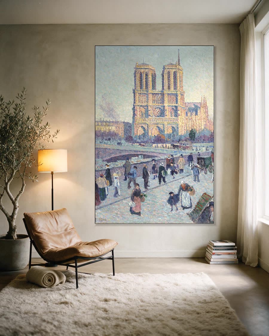 Notre Dame, Parijs in een aluminium frame aan dezelfde muur