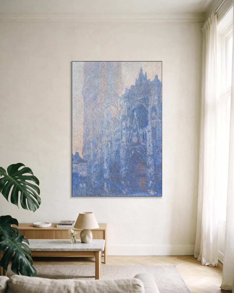 Kathedraal van Rouen, ochtendeffect in een aluminium frame aan dezelfde muur